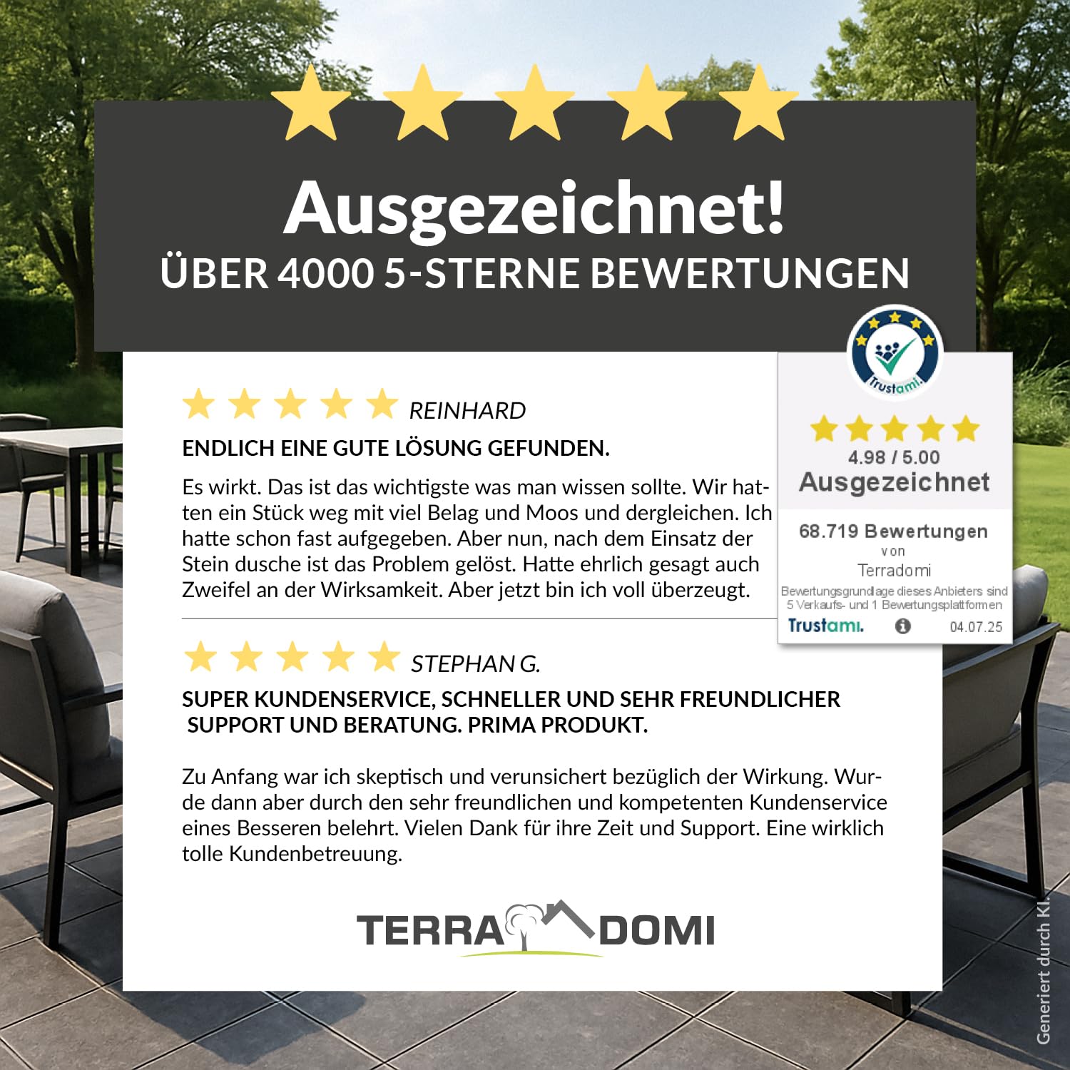 TerraDomi Bio Rusche AF 3 L | Grundstoff Acetum | Unkrautvernichter extra stark zur Anwendung auf Plätzen, Wegen, Auffahrten und Gehwegen | ohne Glyphosat