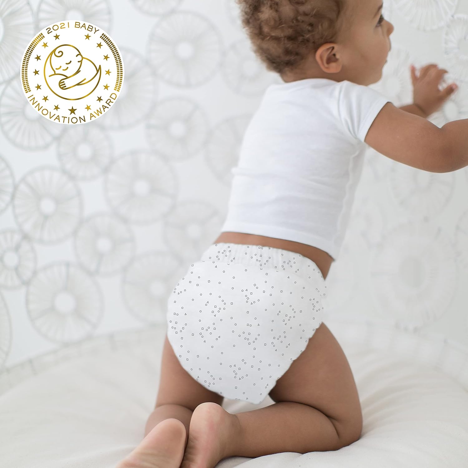 SmartNappy Cotton Knit by Amazing Baby, NextGen Hybrid Cloth Diaper Cover + 1 Tri-fold Reusable Insert + 1 Reusable Booster, Confetti, Sterling, Size 4, 22-40 lbs, Grey : Baby