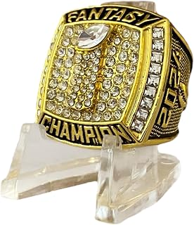 Legacy Rings 2024 Fantasy Football Championship ring Gold tone finish with clear display stand | Size 10.5