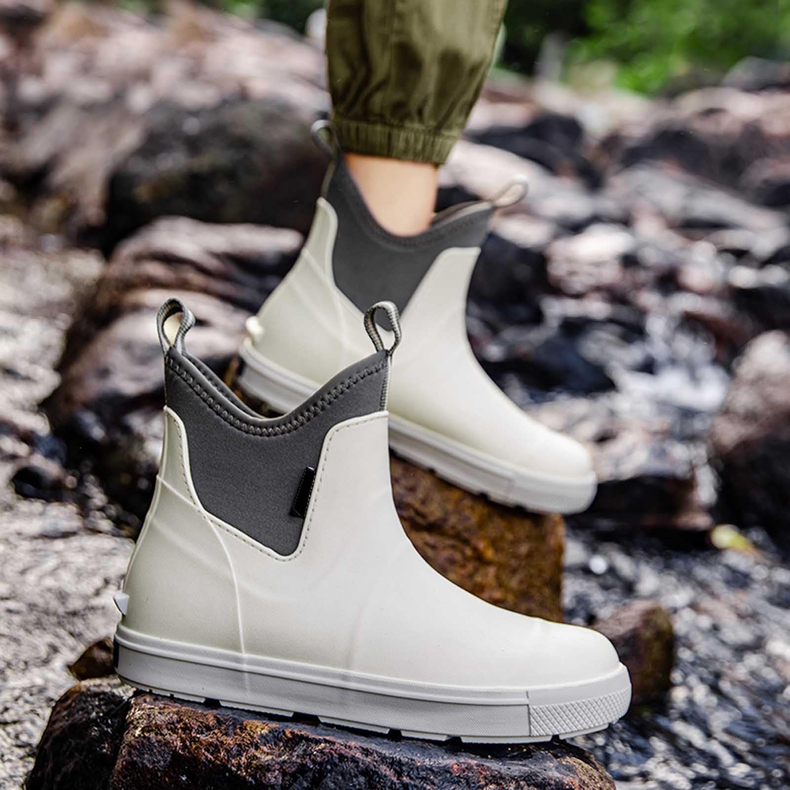 Generisch Męskie buty przeciwdeszczowe, outdoorowe, wsuwane, buty trekkingowe na mokrą pogodę, wygodne, lekkie, antypoślizgowe gumowe podeszwy