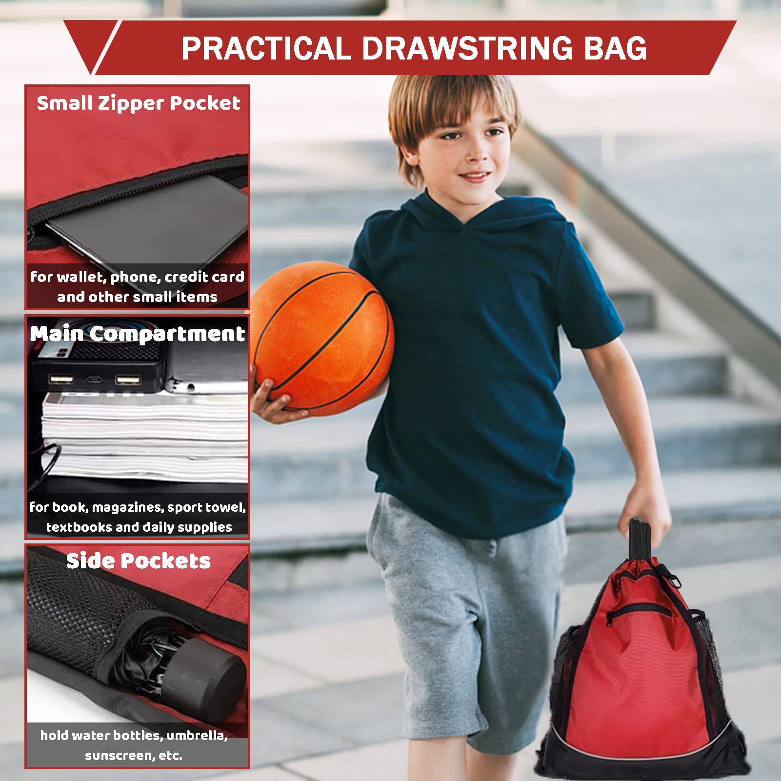 STAY GENT Drawstring Basketball Backpack Unisex Adulto