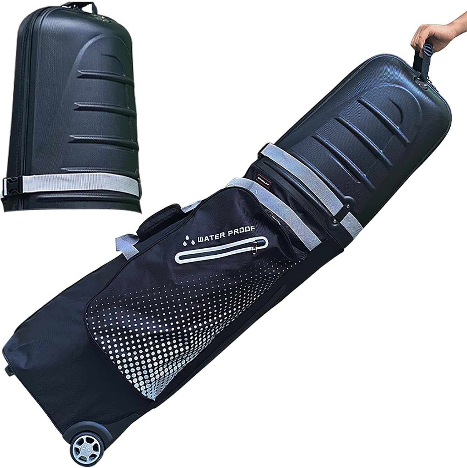 Golf Travel Bags for Airlines, Ghard Shell Golf Travel Case with Wheels, Waterproof 1680D Nylon and ABS Plastic, Easy to Move and Foldable