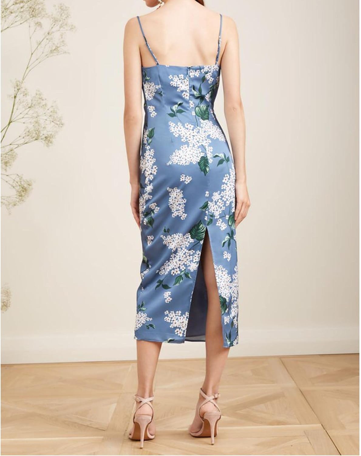 xxxiticat Women's Sleeveless Spaghetti Strap Satin Dress Cocktail Beach Evening Party Cowl Neck Dot Leopard Midi Dresses - Image 4