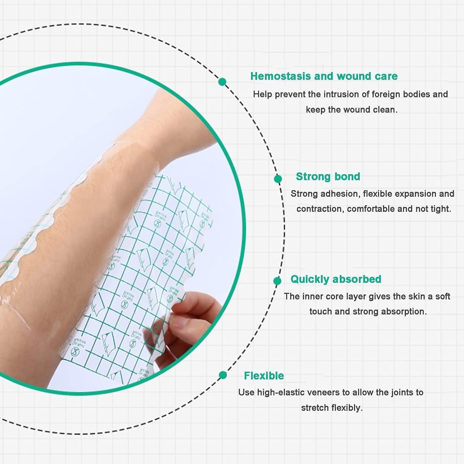 Protector De Ducha para Diálisis Peritoneal (50/100 Unidades), 20 X 20 Cm, Barrera De Agua para Catéter, Apósito Transparente Impermeable, Parche Protector De Ducha para Ostomí, 50Pcs
