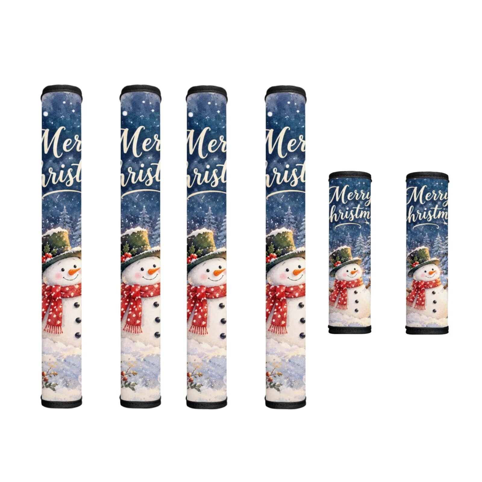 Refrigerator Door Handle Covers Set of 6 Christmas Kitchen Appliance Decor Handles Keep Clean Anti-Slip Fridge Accessories Home Decor, Snowman Merry Christmas Print