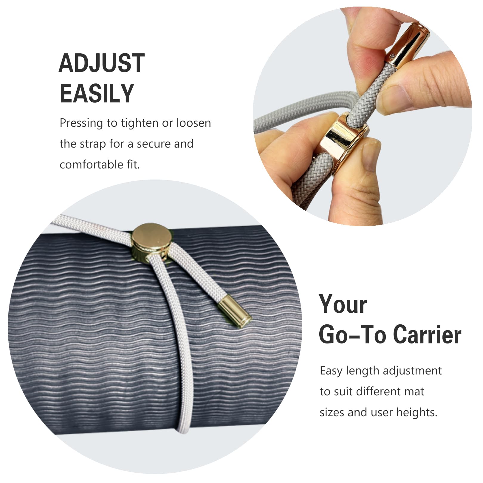 DAOSUN Correa para esterilla de yoga, soporte de cuerda de paracaídas ajustable de 8 mm para llevar esterillas de yoga, almohadillas de camping y mantas (solo correa)