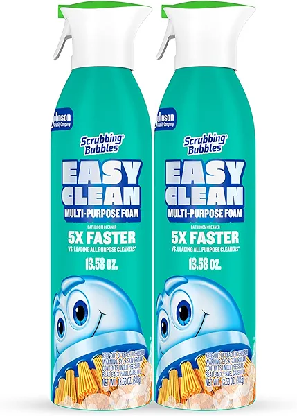 Scrubbing Bubbles Easy Clean Foaming Multipurpose Bathroom Cleaner, Continuous Spray Bottle, Fast Acting Foam, 13.58 Ounce (Pack of 2)