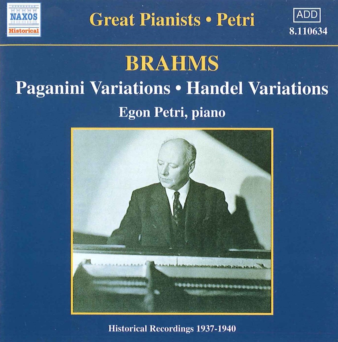 Brahms-Paganini Variations; Handel Variations; Rhapsodies Opp.79 & 119