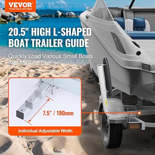 Miniatura 2 de VEVOR Guía de remolque de barco, postes de guía de remolque de diseño ajustable de 20.5 pulgadas, 2 guía de remolque de acero galvanizado a prueba