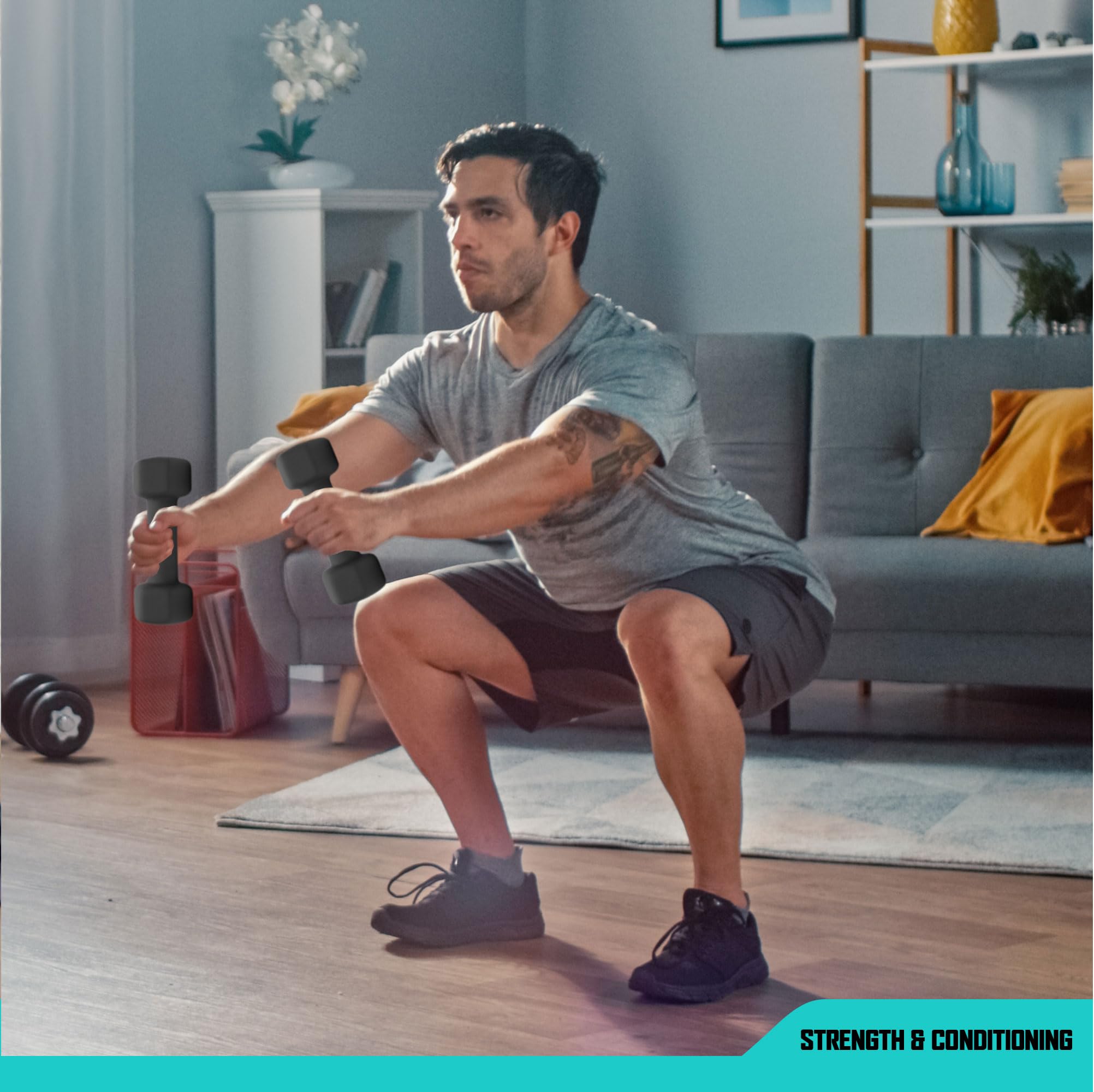 RBX - Juego de mancuernas de neopreno con agarre antideslizante, equipo de entrenamiento de fuerza para el hogar o el gimnasio, no se enrolla
