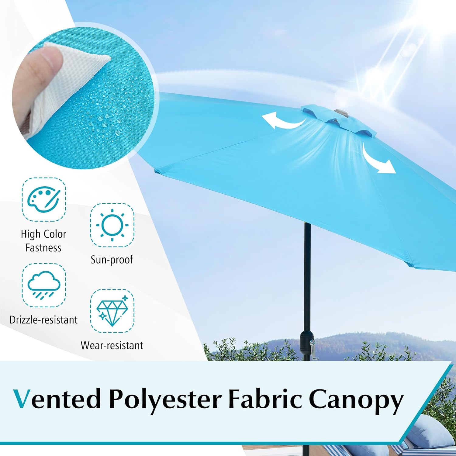 Giantex 9ft Patio Umbrella Outdoor, Market Table Umbrella w/Push Button Tilt and Crank, 180G Polyester Fabric and Sturdy Ribs, Sun Canopy Umbrellas for Patio Garden Beach Deck Pool