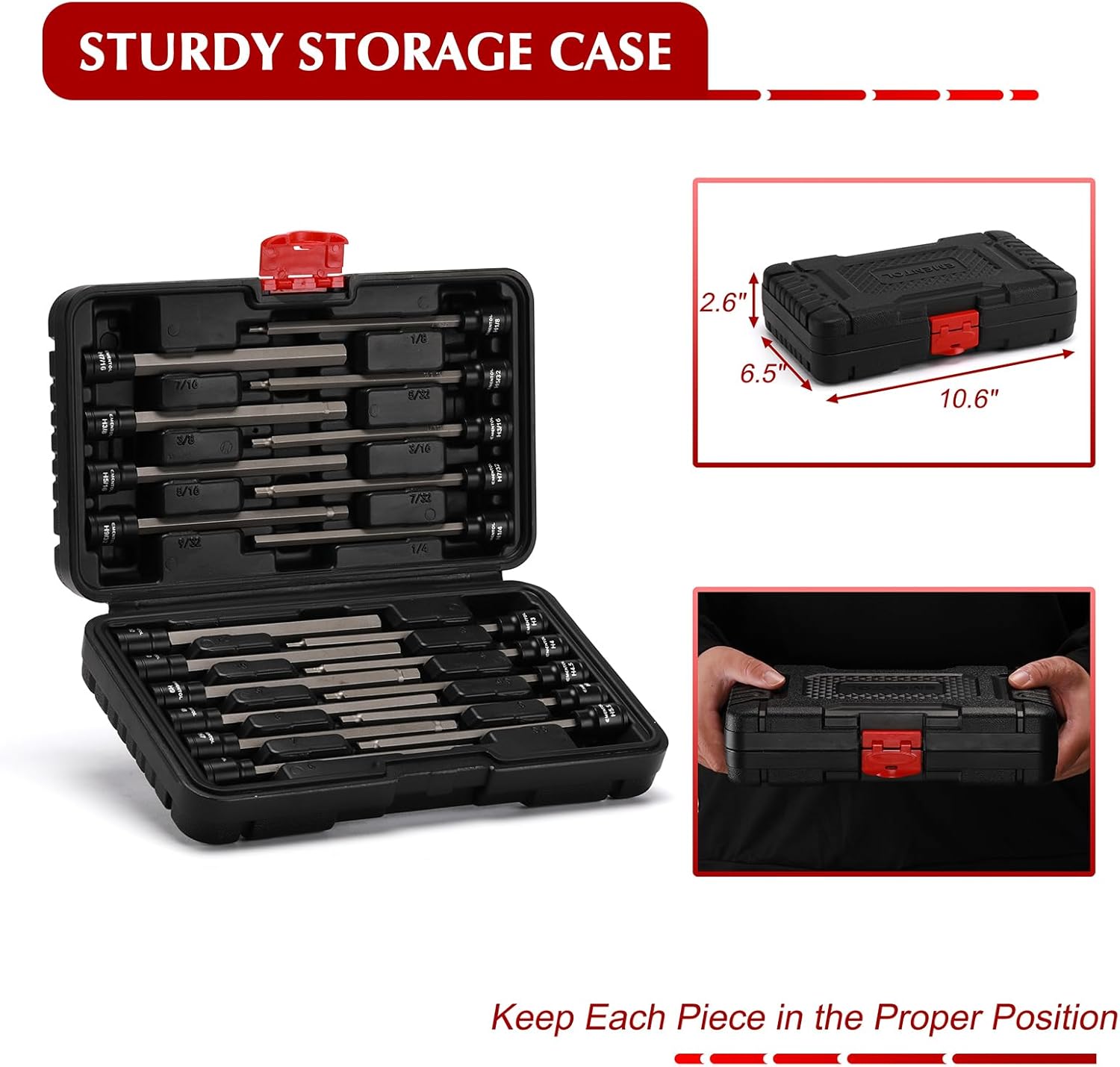 EMENTOL 20PCS 3/8-Inch Drive Hex Bit Long Socket Set, Allen Socket Set, CR-V, S2 Alloy Steel Bit, SAE/Metric, 3mm - 12mm, 1/8"-7/16"