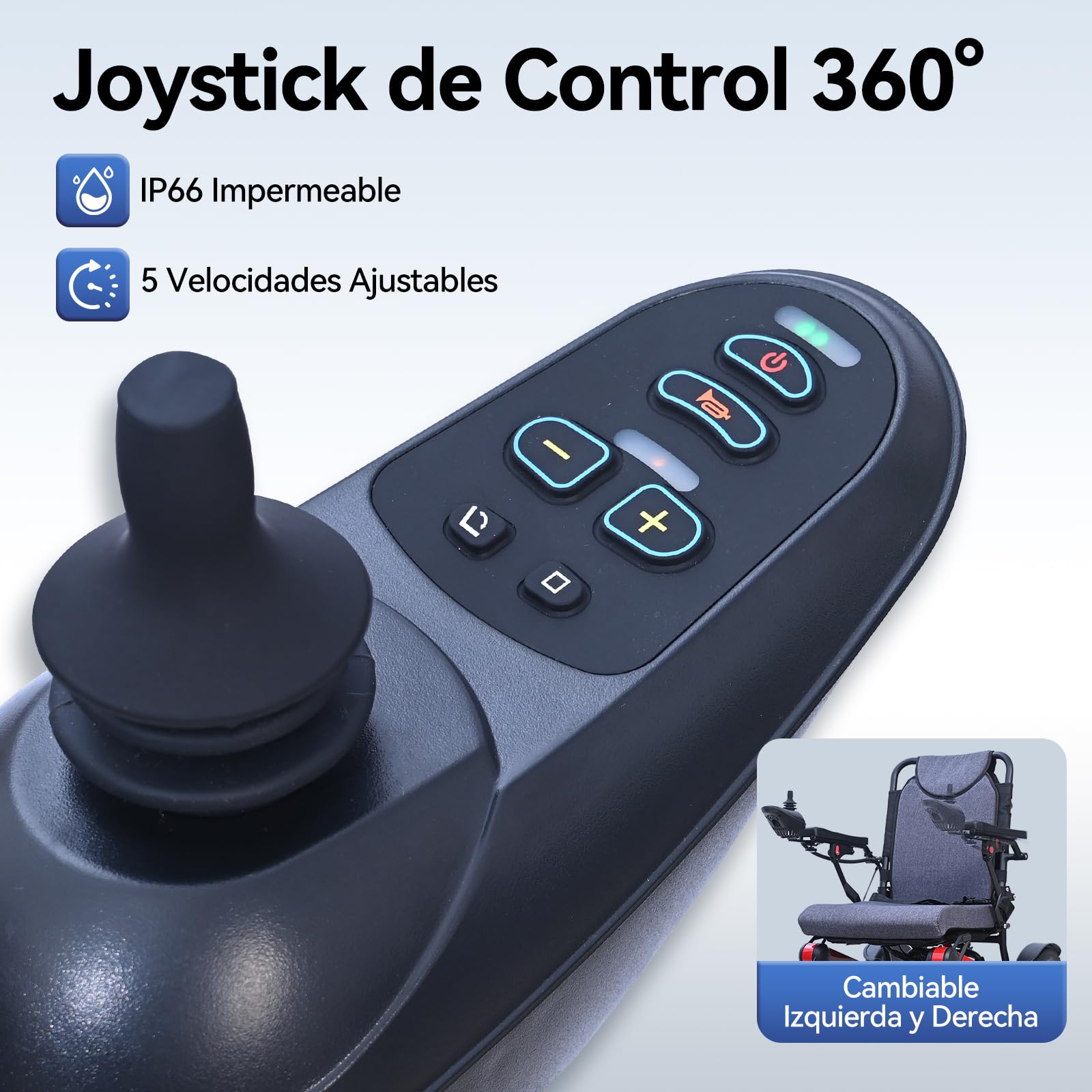 D15 Silla de ruedas eléctrica plegable, con respaldo ajustable 160°, 20km autonomía, 500W potente motor, estructura aleación aluminio reforzada, estable y resistente | Certificación CE | 5años soporte
