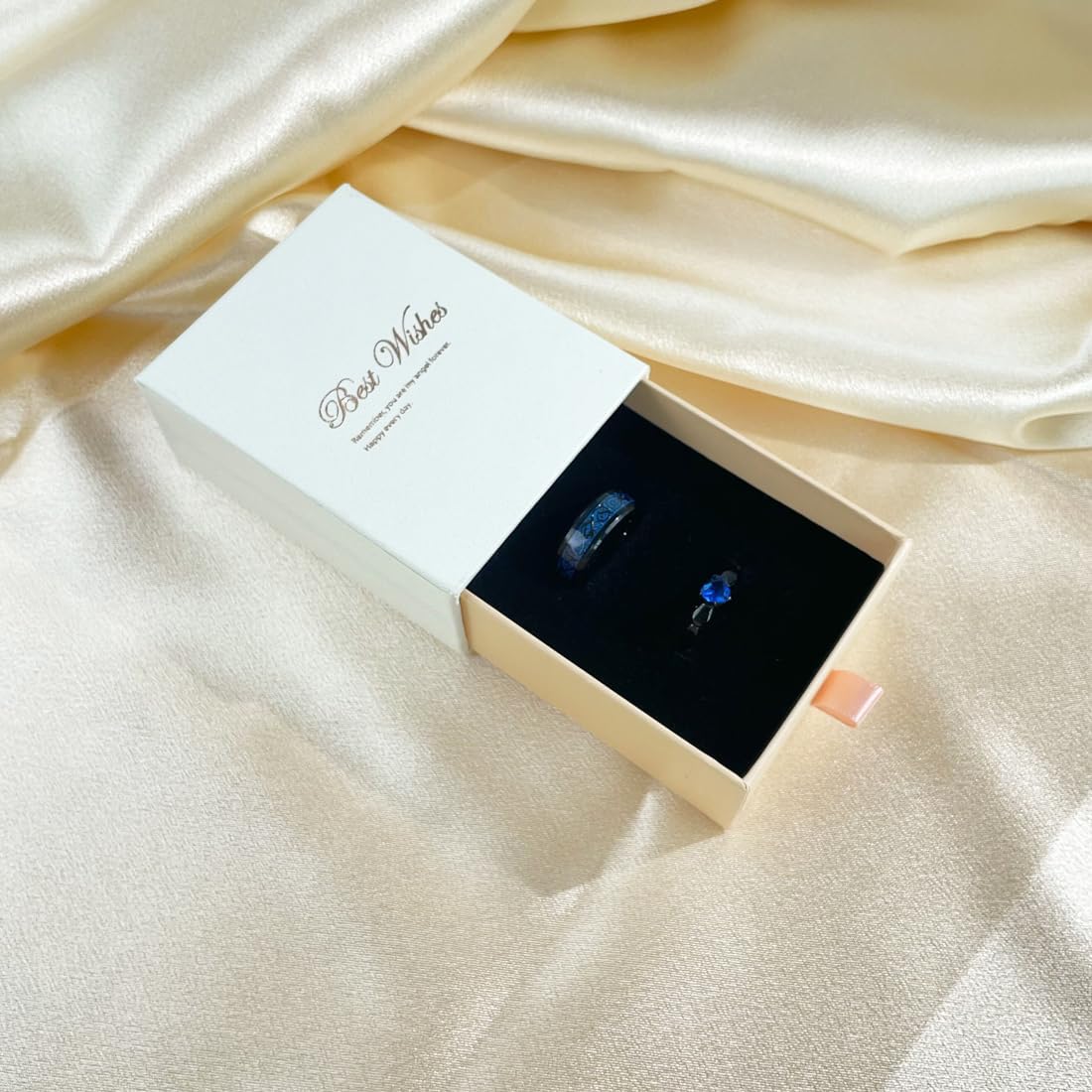 Personalized Couples Rings for Him/Her, Matching Promise Engagement Ring Set for Women and Men, Engraved Name Rings (black & white cz promise rings)