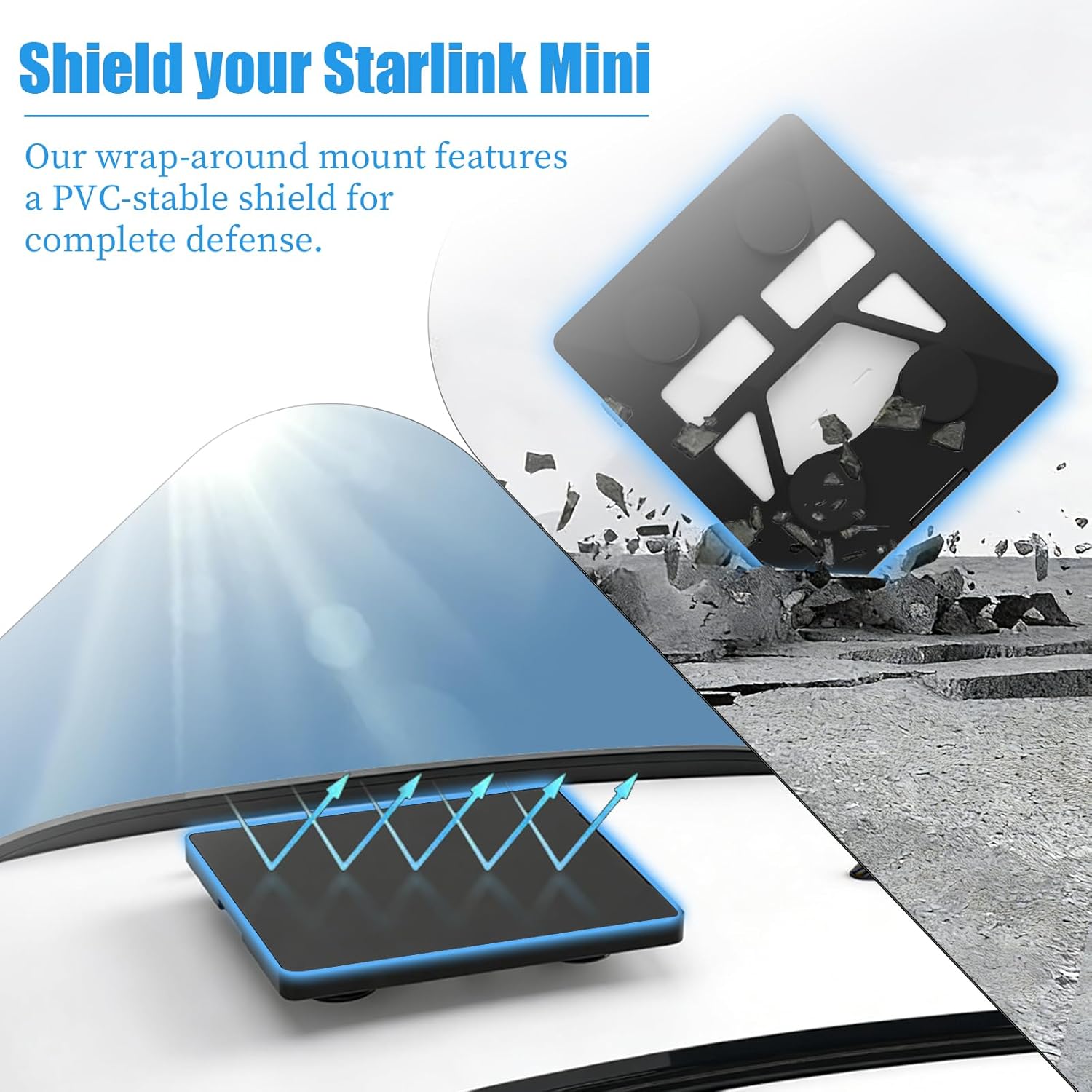 Starlink Mini Mount, with Protective Cover & 5m Car Charger, Starlink Mini Car Mount Full Enclosure Magnetic Vehicle Mount, Hail & UV Resistant with Cooling Vents, for Car, Truck, RV, SUV, Boat,Black