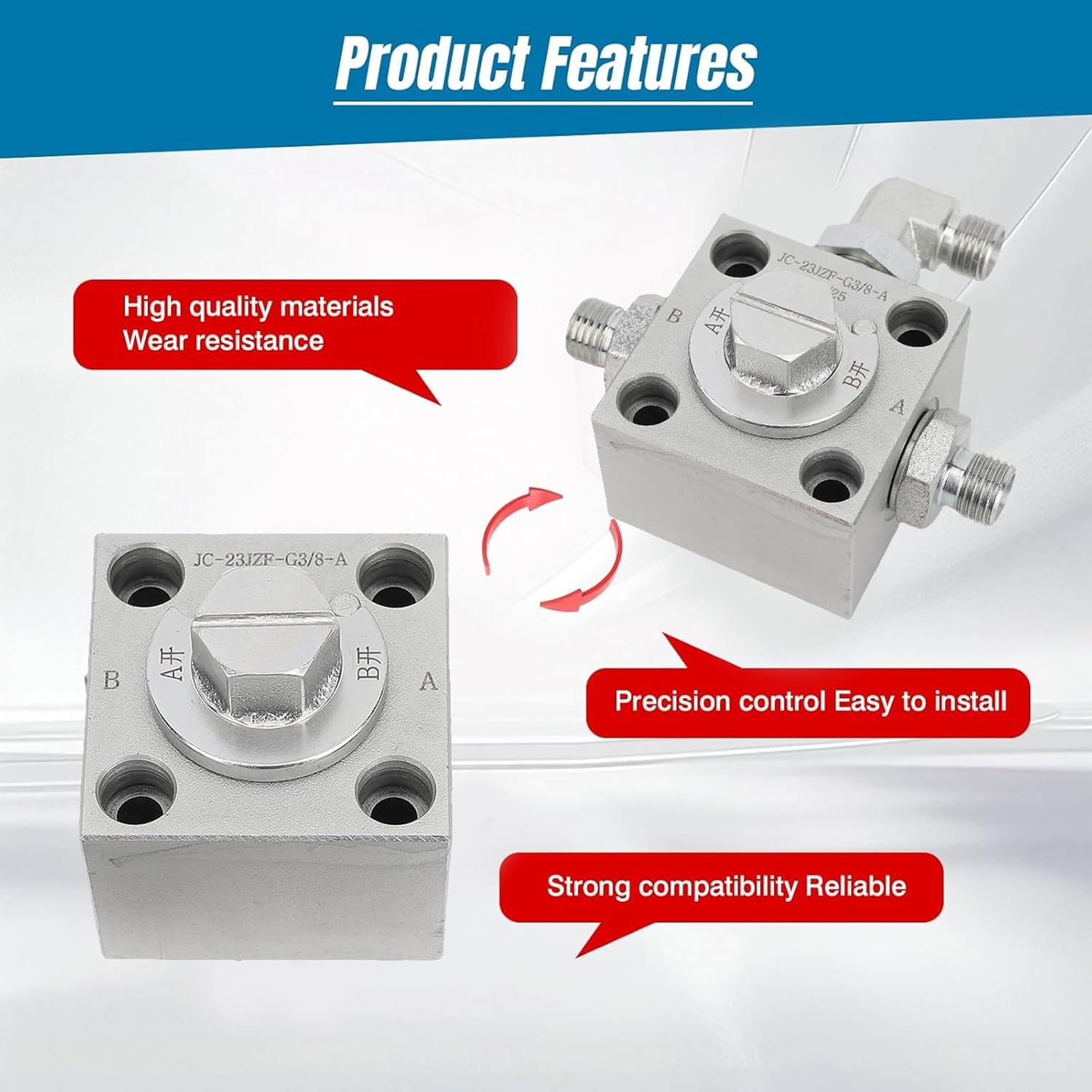 Fafeicy 3 Way Diverter Valve, 3 Way Throttle Valve Distribution for Mini Excavator Hydraulic Accessories Direct Installation Alloy Steel