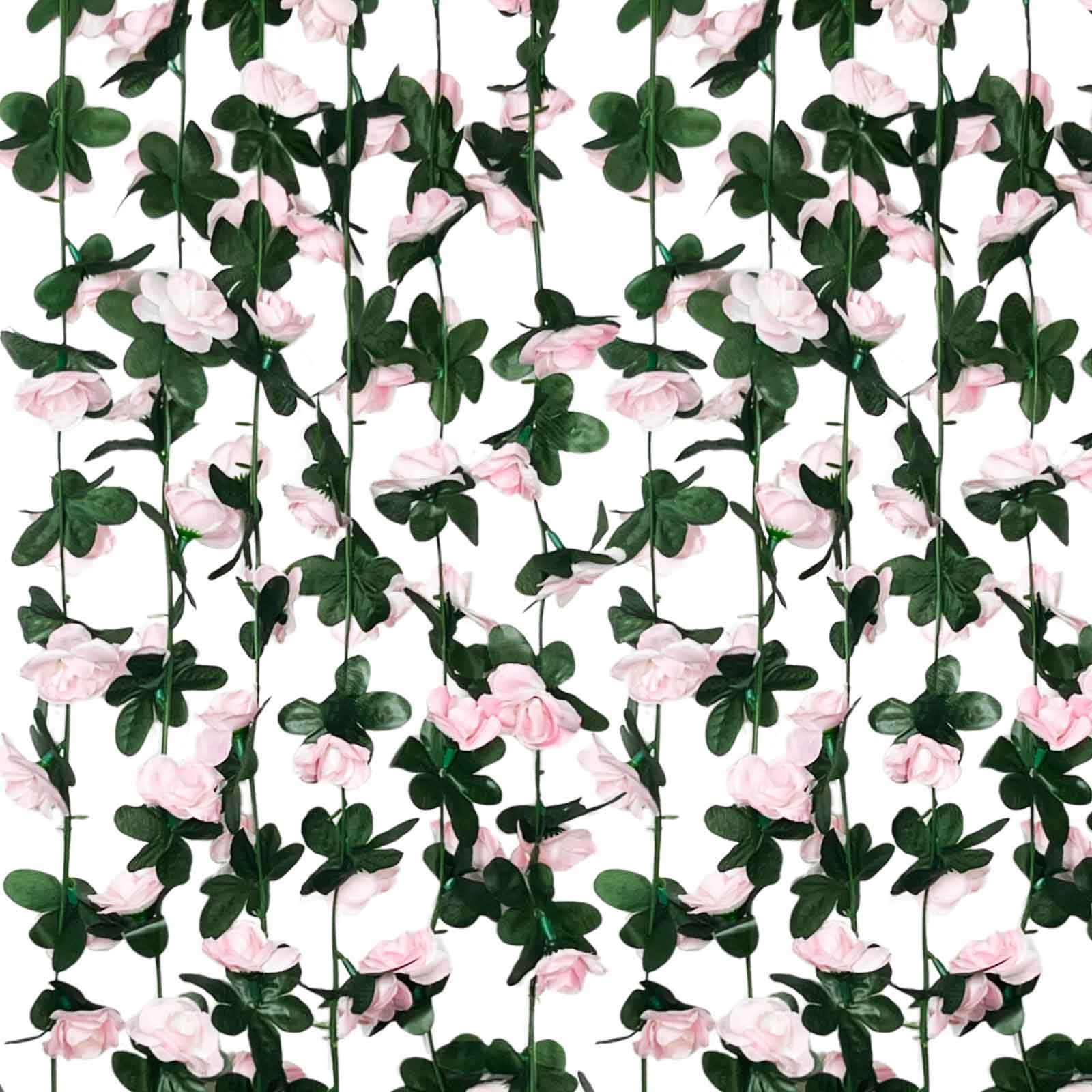 Lot de 8 guirlandes de roses artificielles à suspendre pour fête, mariage, jardin, table de chambre, Noël, toile de fond, décoration murale de 20 m, rose clair