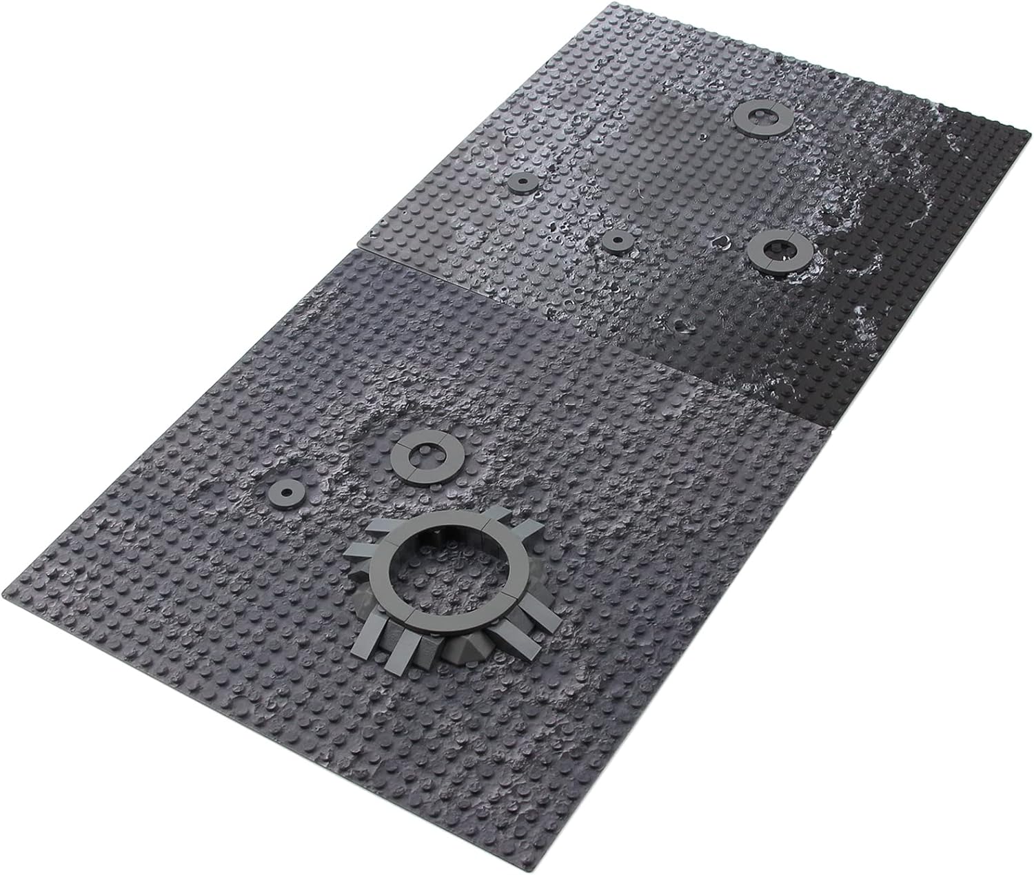 Feleph Space Moon Baseplate 10x10 inches Classic Building Blocks Base Plate Gray Compatible with Major Brands - 4PCS