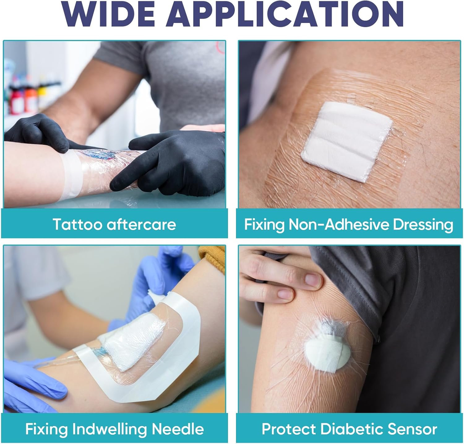 40 Packs Transparent Film Dressing 4" x 4.75", Waterproof Bandages for Swimming, Post Surgical, Showering, Wounds, Tattoo Aftercare Bandage, Adhesive Patches for CGM, Insulin Pump - Image 7