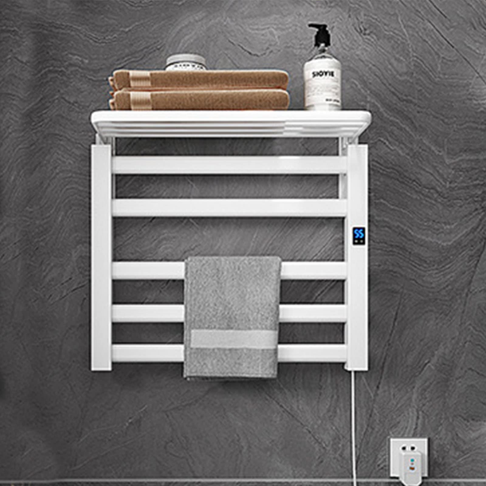 Radiador toallero eléctrico de aluminio de 100W con temporizador blanco de 50x40 cm
