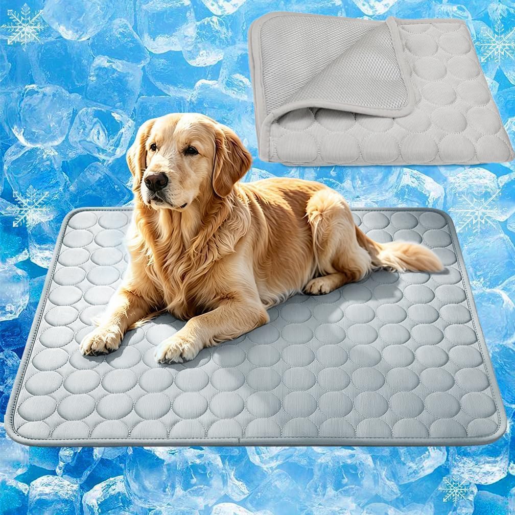QiSino Reusable Dog Cooling Mat,Pet Cooling Mat for Indoor, Outdoor & Car Use, Self Cooling Pad for Dogs Cats in Hot Summer (Grey, S) — image 1