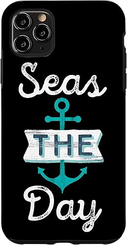 Miniatura 4 de iPhone 1212 Pro Divertido Crucero Diciendo Seas the Day  Caja de regalo de ancla náutica verde azulado