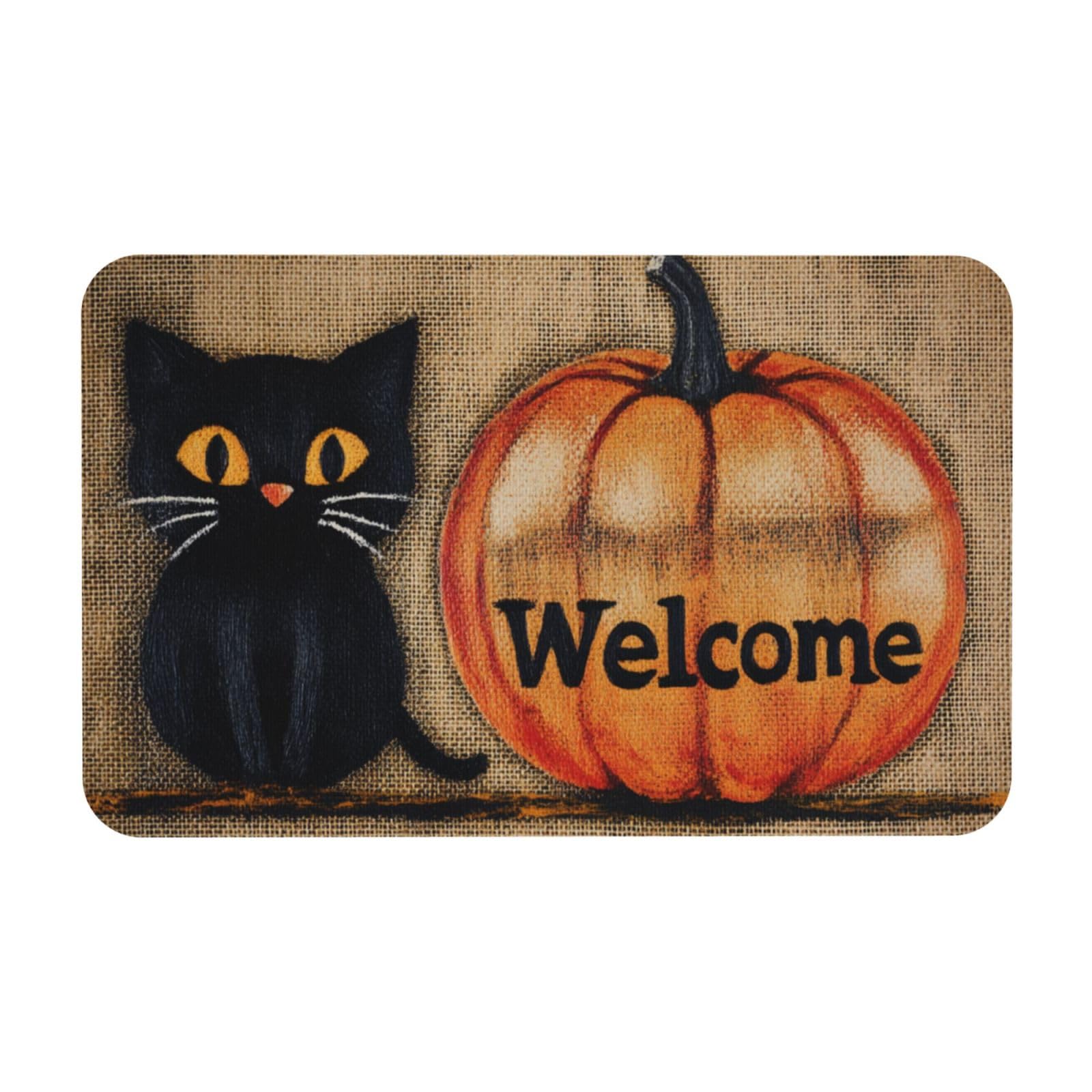 Paillasson Halloween 50x80cm en silicone antidérapant avec chat noir