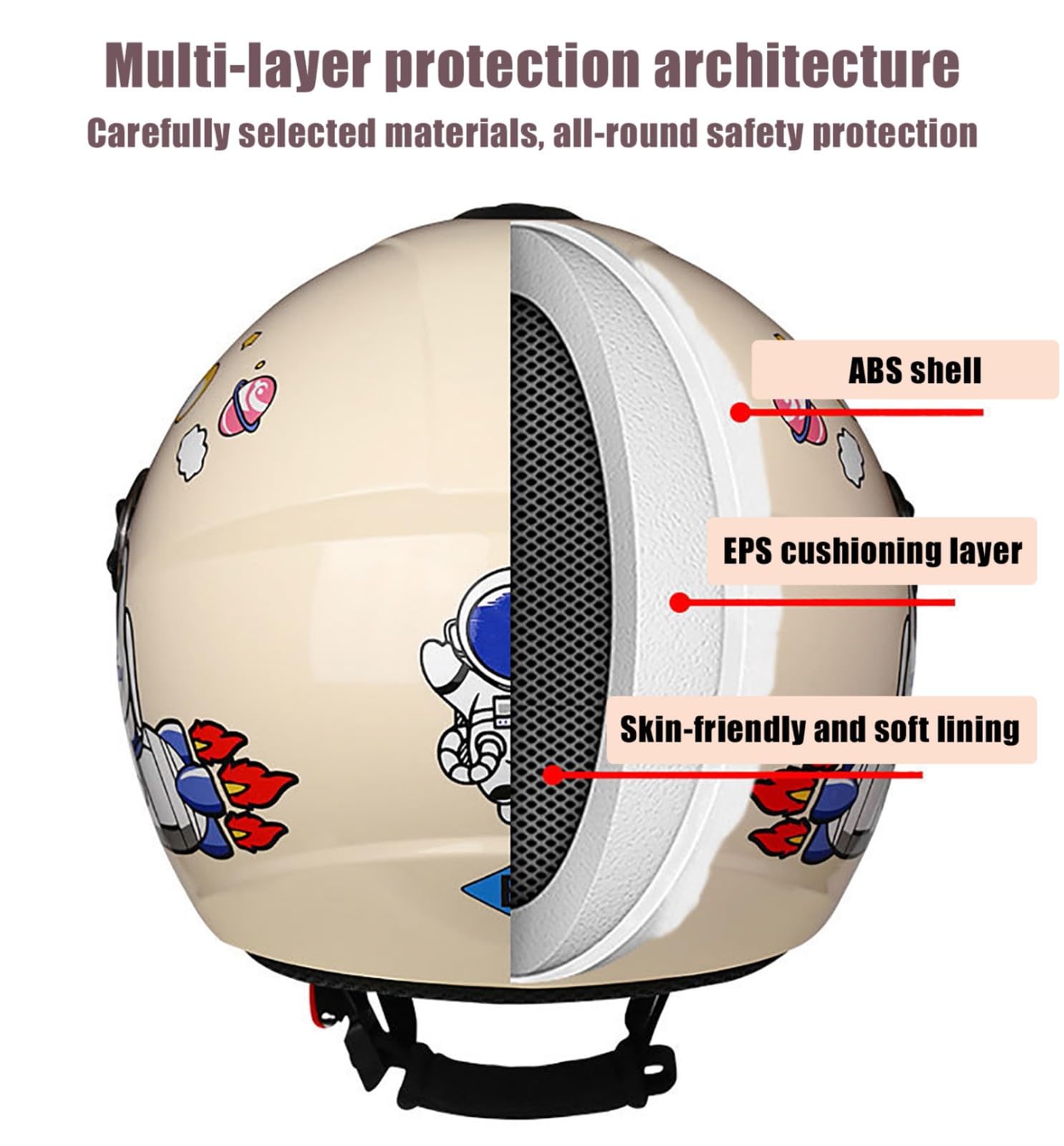 Casco Da Moto Per Bambini, Leggero, Aperto, Mezzo Casco, Per Ragazzi E Ragazze, Con Visiera Parasole, Per Ciclomotore, Per Tutte Le Stagioni, Per Bambini Dai 3 Ai 16 Anni Q,50-56cm