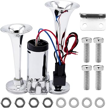 600DB Dual Train Horn, 12V Train Pickup Trucks Horn, Boat Car Horns Kit with Air Compressor