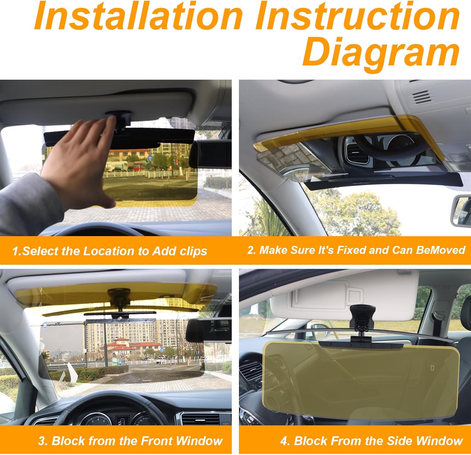 Sun Visor Extender for Car, Polarized Sunvisor Extender Attachment, Clip on Sun Visors Extension Sun Blocker for SUV, Anti-Glare for Safe Driving (L, Day and Night)