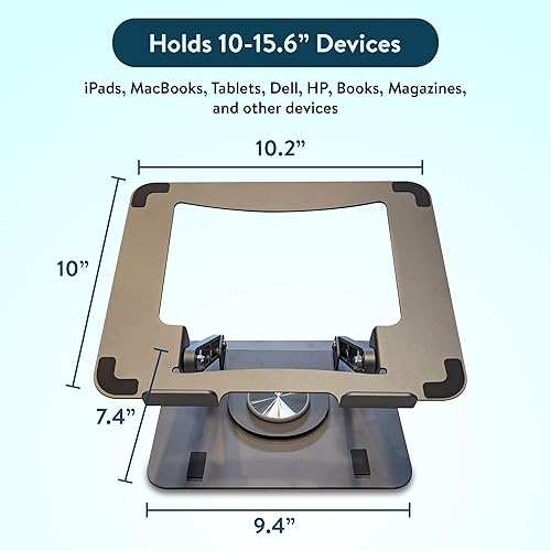 Miniatura 3 de Soporte giratorio para laptop para escritorio, soporte ajustable para laptop para escritorio con rotación de 360, elevar, inclinar, rotar, elevador
