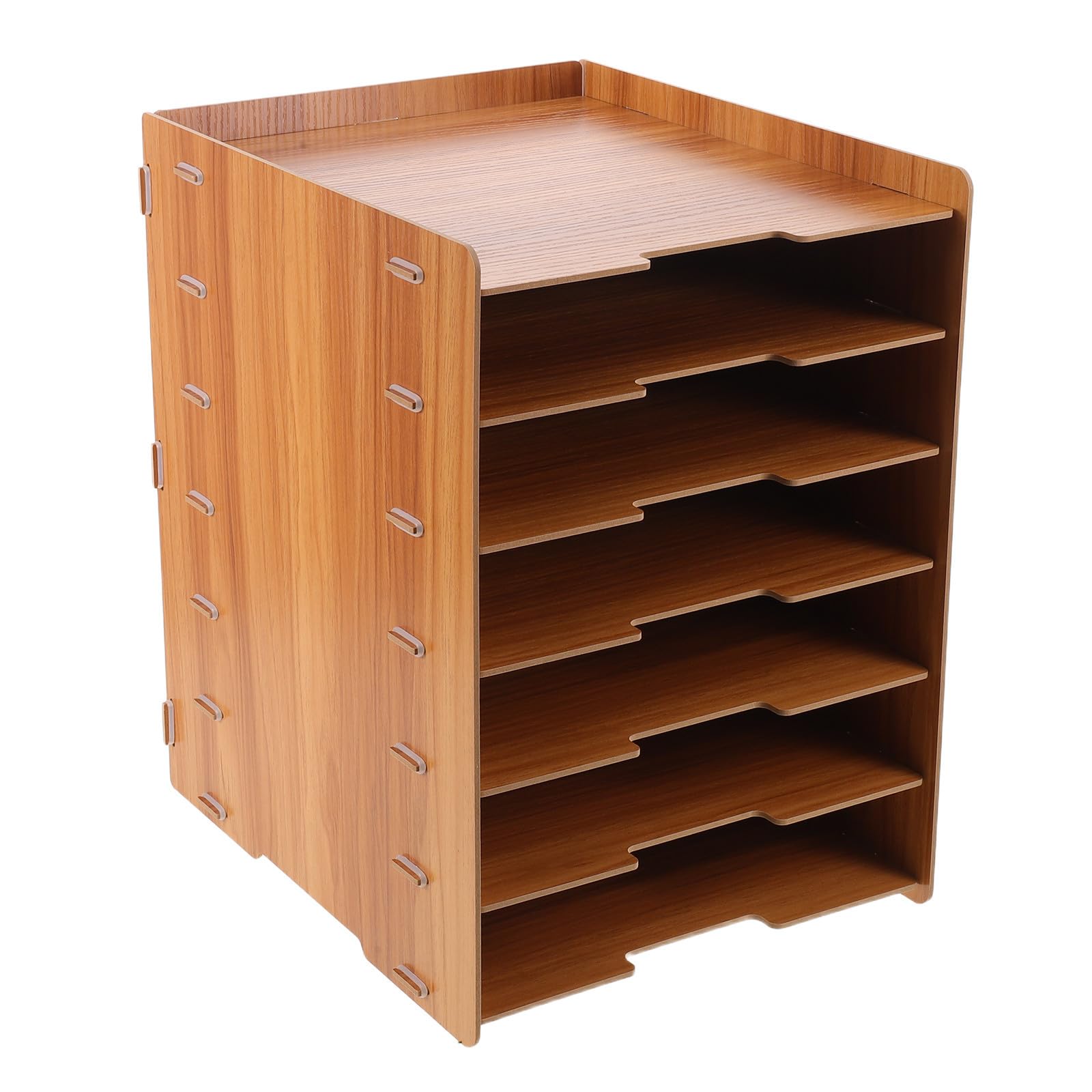 OSALADI Portadocumenti da Scrivania in Legno con 7 Livelli, Struttura Rinforzata e Design Naturale, Organizer Componibile per Ufficio e Spazio di Lavoro