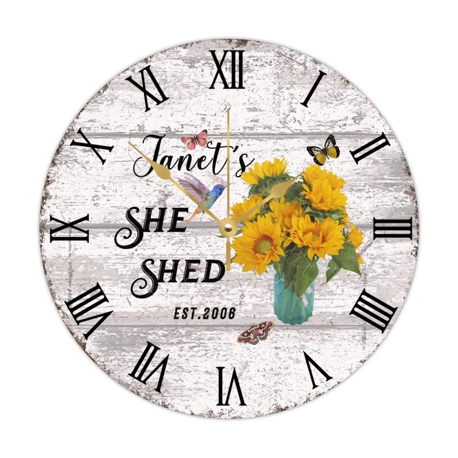Horloge murale personnalisée shabby chic en bois pour décoration intérieure