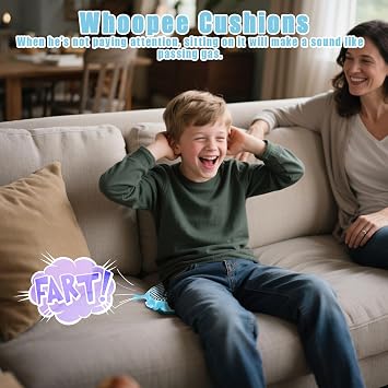 8 Inch Large Size Whoopee Cushions Self Inflating Whoopie Cushion Fart Blaster Large Fart Sound Prank Toy (Blue)