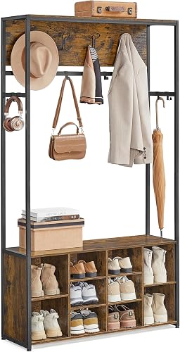 VASAGLE Coat Rack with Shoe Storage, Heavy Duty Coat Stan…