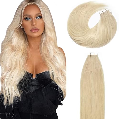 Vista 121 de Lacer Extensiones de cabello humano con cinta adhesiva, 20 pulgadas, color negro natural, 100% virgen, extensiones de cabello humano de doble cara