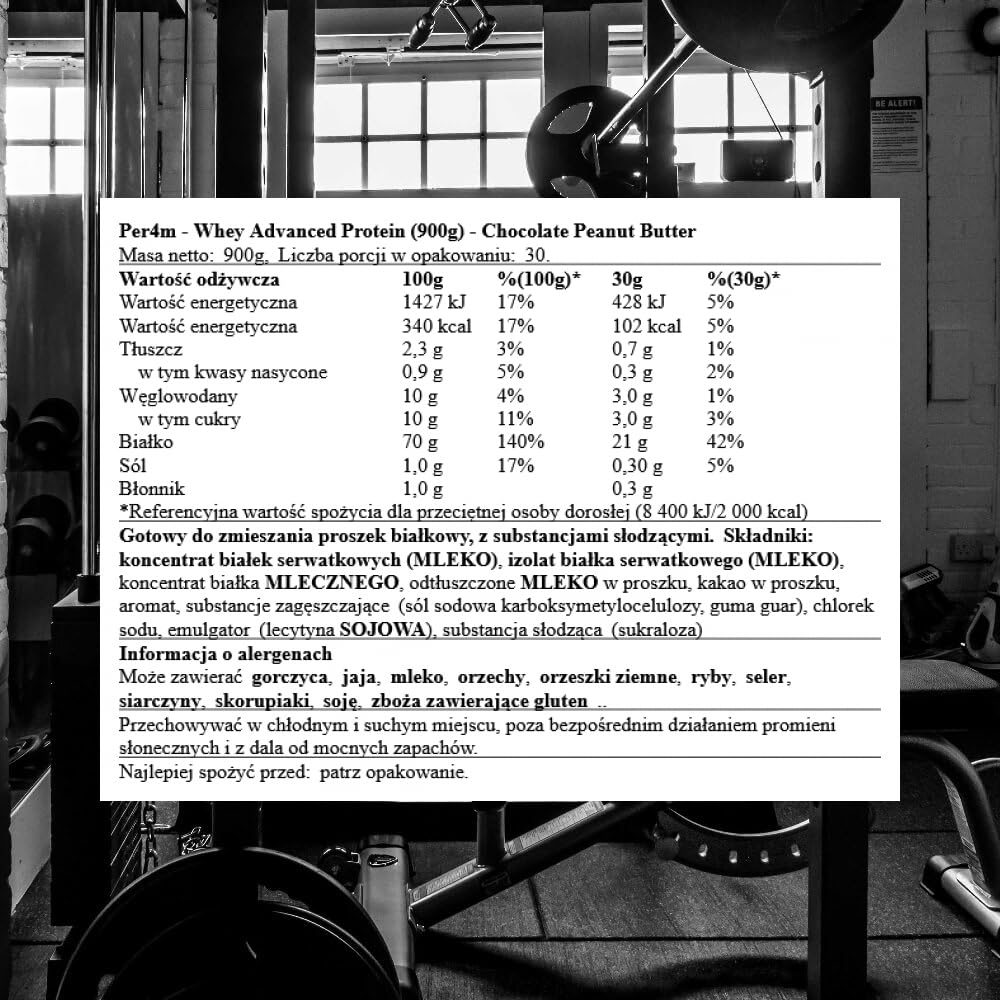 Per4m Whey Protein, Proteine con BCAA e Leucina, Sostiene Massa Muscolare e Recupero Post Workout, Ottima Solubilità, Integratore per Tutti i Livelli Sportivi – Chocolate Peanut Butter – 900g