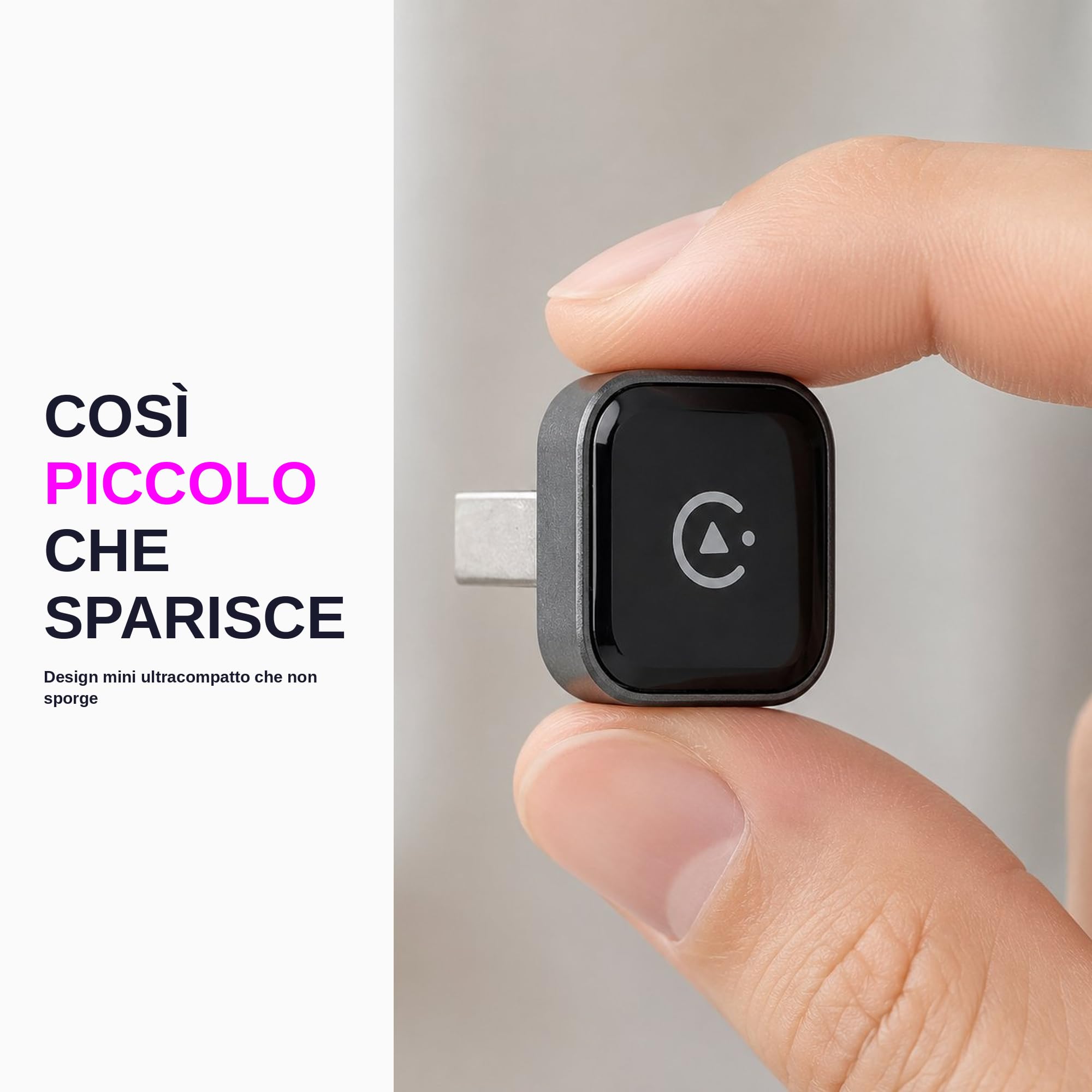Adattatore CarPlay Wireless e Android Auto 2 in 1 - WiFi 6 5GHz Mini USB Converte Cavo in Wireless - Plug & Play Connessione Rapida 9s per iPhone iOS 10+ Android 11+ Auto dal 2016