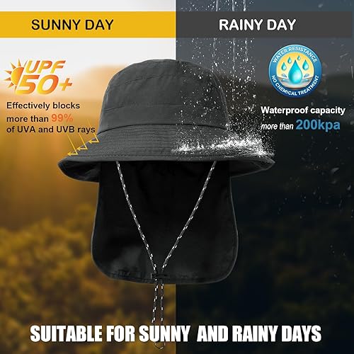 Miniatura 9 de Sombrero impermeable para el sol UPF 50+, protección UV, plegable, para mujeres y hombres, gorra ligera de verano para senderismo al aire libre