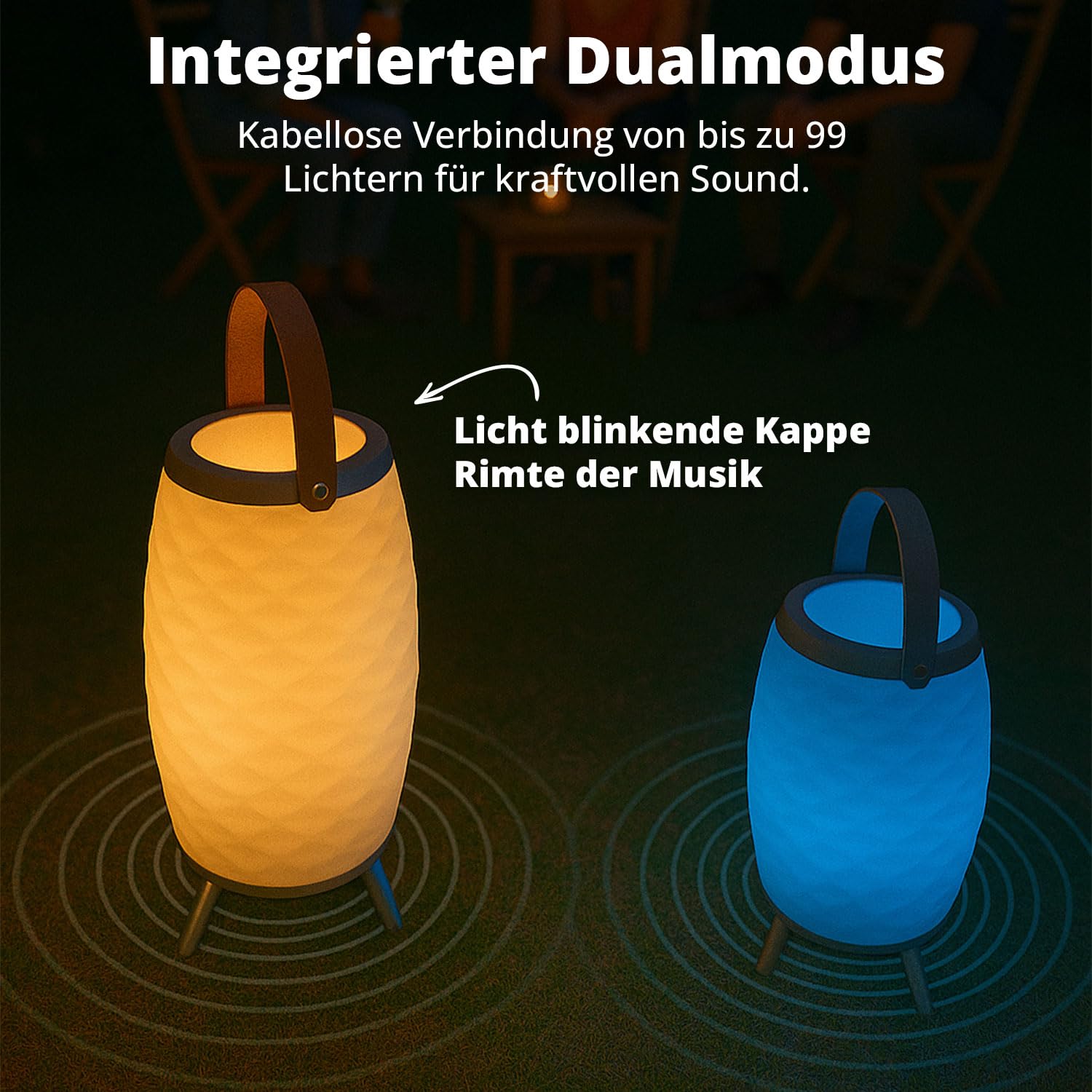 FLINQ Tragbarer Bluetooth Lautsprecher LED Lampe Bali - Weiß - XL | Mit Weinkühler - Bluetooth Box - Spritzwasserdicht - Für Innen und Außen