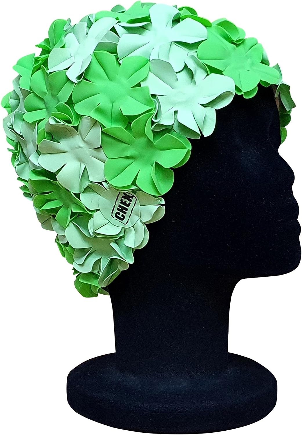 CHEX Anzio Thermal Rubber Floral Ladies Classic Retro 3D Flower Petal 2 Colour Stylish Vintage Swimming Hat Swim Cap Generous One Size Adults (Emerald Green/Pastel Green) - Image 4