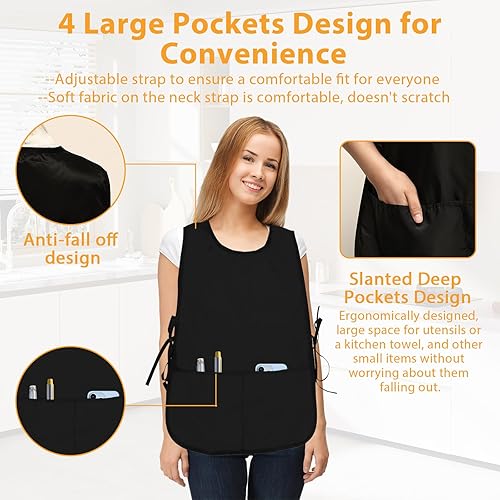 Miniatura 6 de MVVM Delantal de limpieza para adultos, delantales impermeables para limpieza, para pintura artística, zapatero, pintores, cocina de trabajo