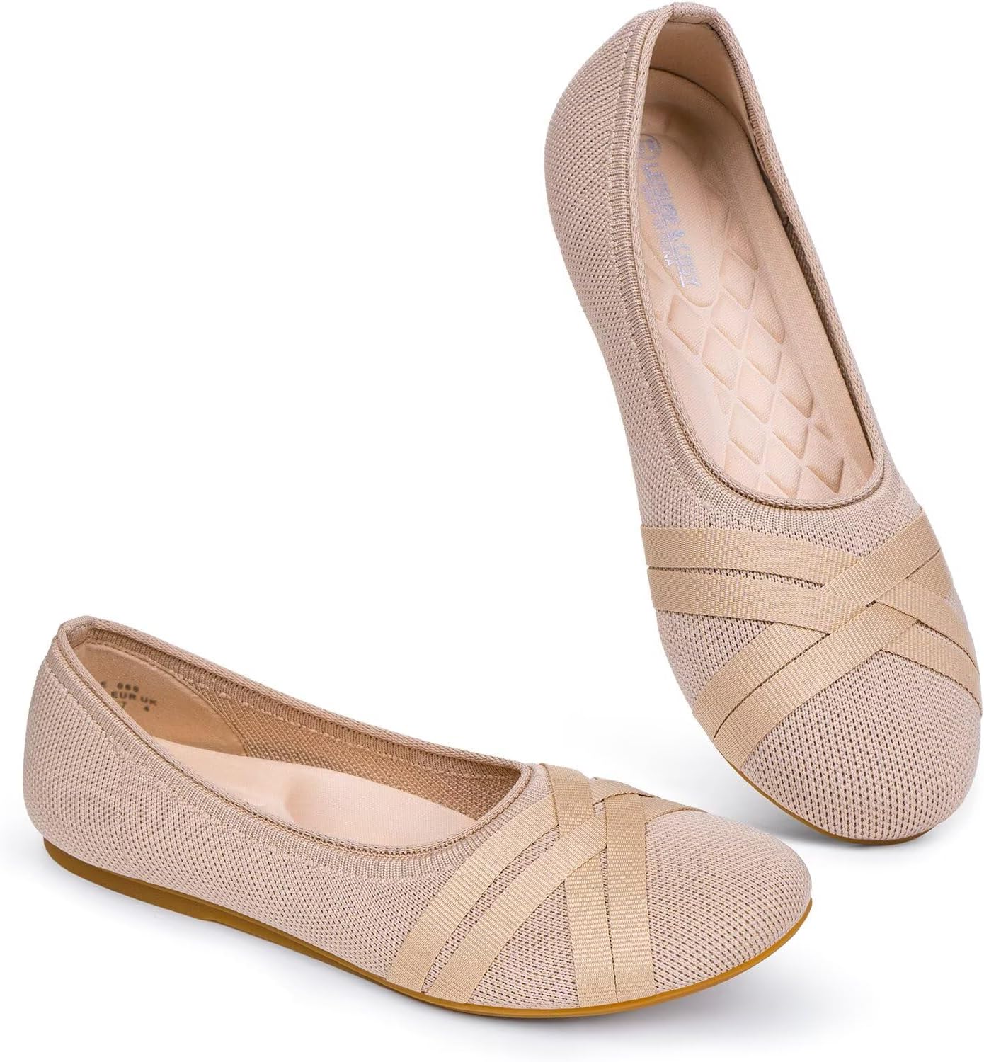 Women's Ballet Flats Shoes Round Toe Knit Flats Comfortable Foldable Casual Ballerina Dressy Walking Office Slip-on Shoes