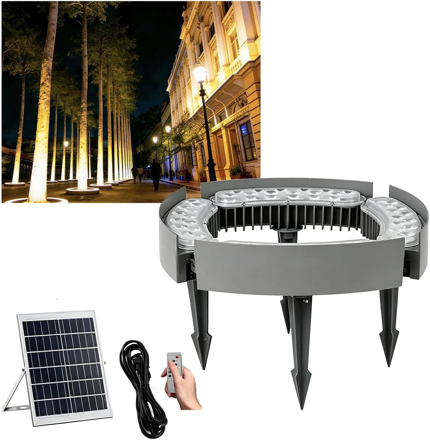 k3Mq9Rw Solar Tree Lights Solar-Powered Palm-Shaped Ring Tree Lights, Ideal For Garden And Courtyard Landscaping(4 Packs)
