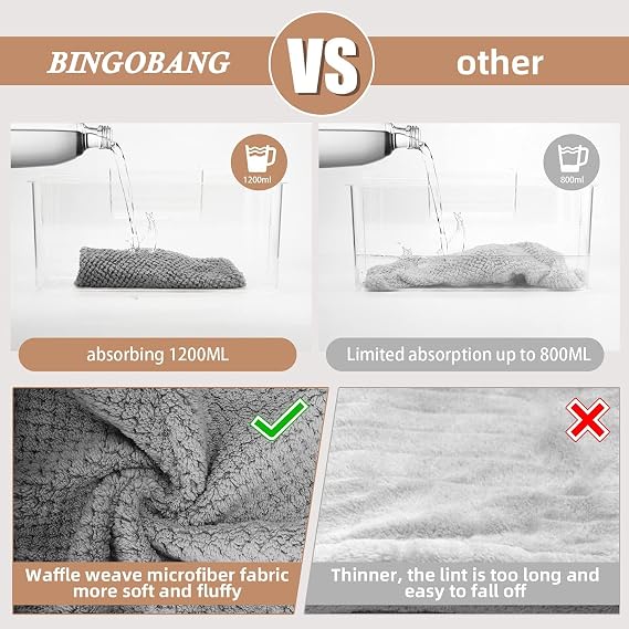 Bingobang Microfibre Hair Towel Wrap 3 Pack Hair Head Turban for Women