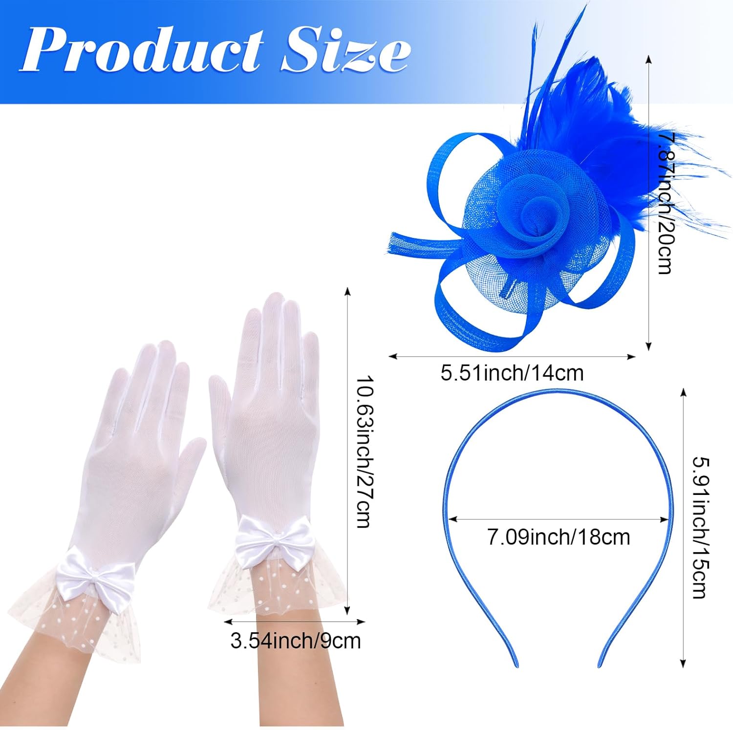 Heliltd Vintage Tea Party Fascinator Hat for Women Detachable Flower Hair Clip Headband with Pearls Gloves for Derby Cocktail - Image 5