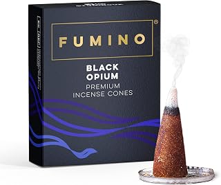 Fumino® Black Noir Fresh Incense Cones 20 per Box Masala Agarbatti Joss Scent Fragrance for Relaxation and Meditation, Home and House Decor