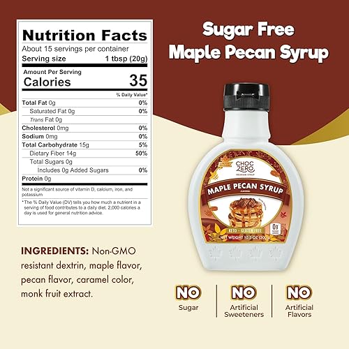 Miniatura 10 de ChocZero Jarabe de arce sin azúcar bajo en carbohidratos sin alcohol sin gluten sin conservantes sin OMG jarabe de postre y desayuno 1 botella 12