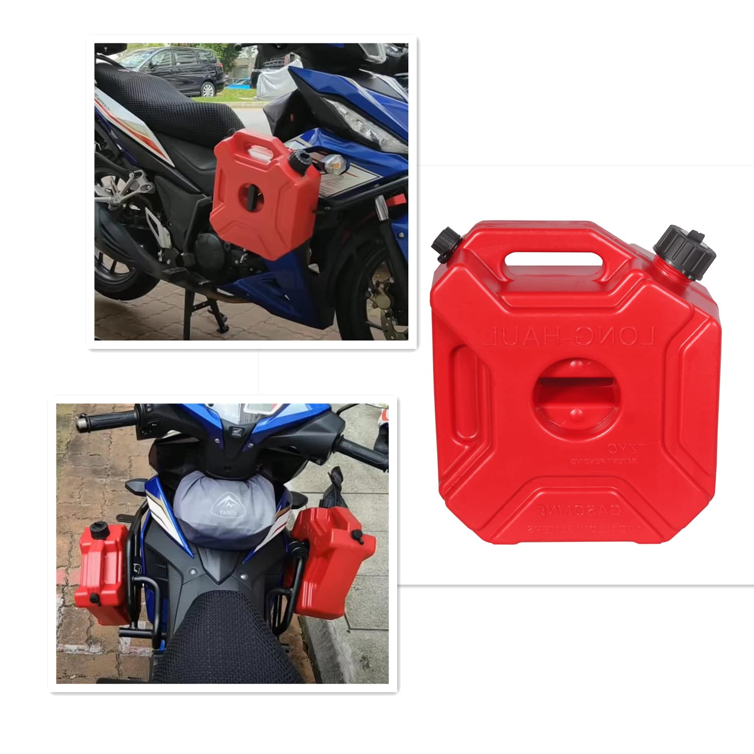 Wzytshun RED 5L Gas Can With lock & key 1.3 Gallon Backup Gas Can Compatible With Motorcycle Cars SUV ATV UTV