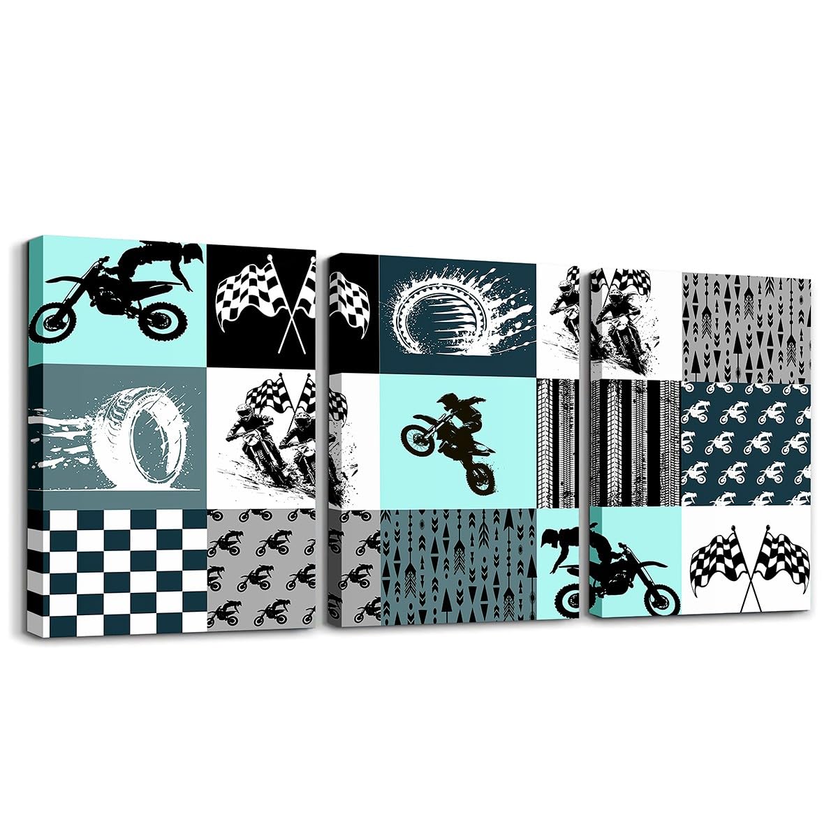 Loussiesd Lienzo decorativo para pared, diseño de motociclista de motocross, para sala de estar, dormitorio, moto de cross, cuadros de búfalo, arte de pared para decoración del hogar, pintura de pared